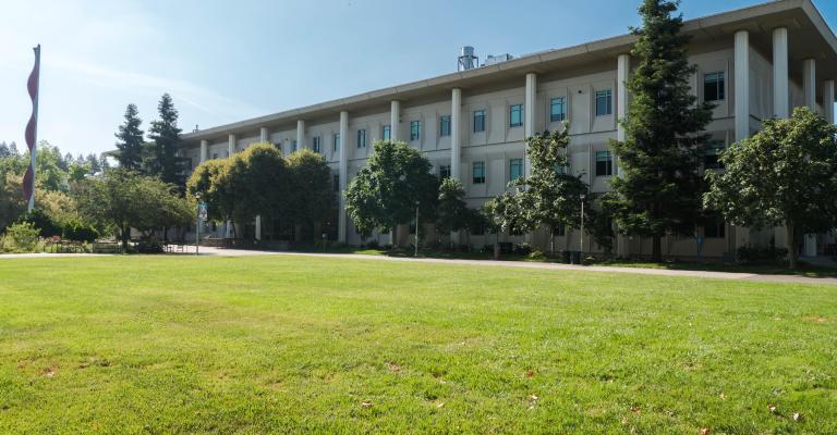 gray building of Darwin Hall